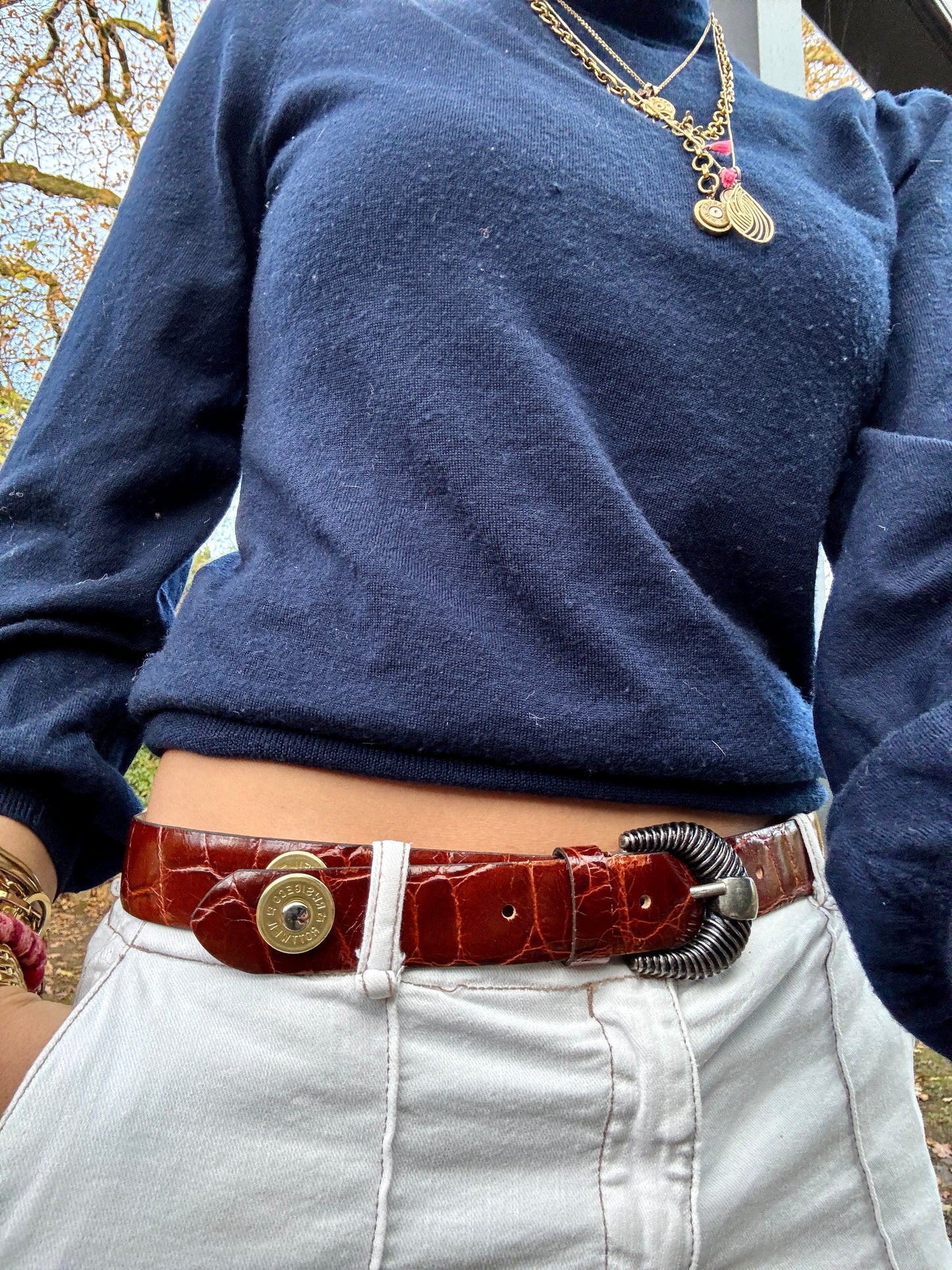 Ledergürtel mit Croco Optik