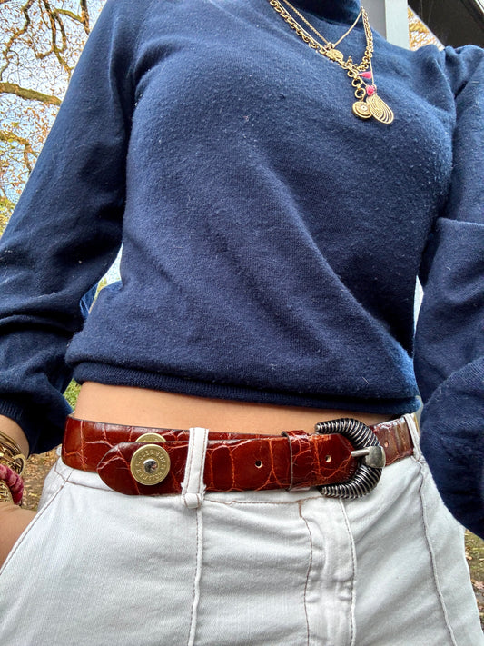 Ledergürtel mit Croco Optik